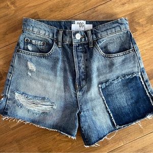 BDG Highwaisted Patchwork Denim Cutofffs